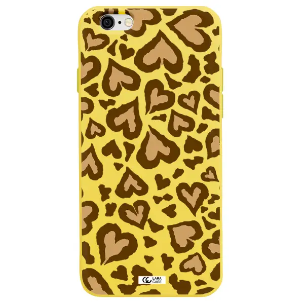 Heart Leopard Apple iPhone 6 Silicone canary yellow Case