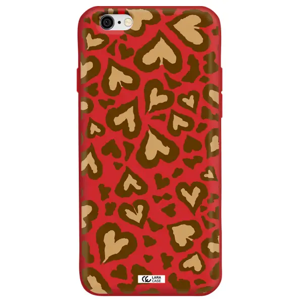 Heart Leopard Apple iPhone 6 Silicone Imperial Red Case
