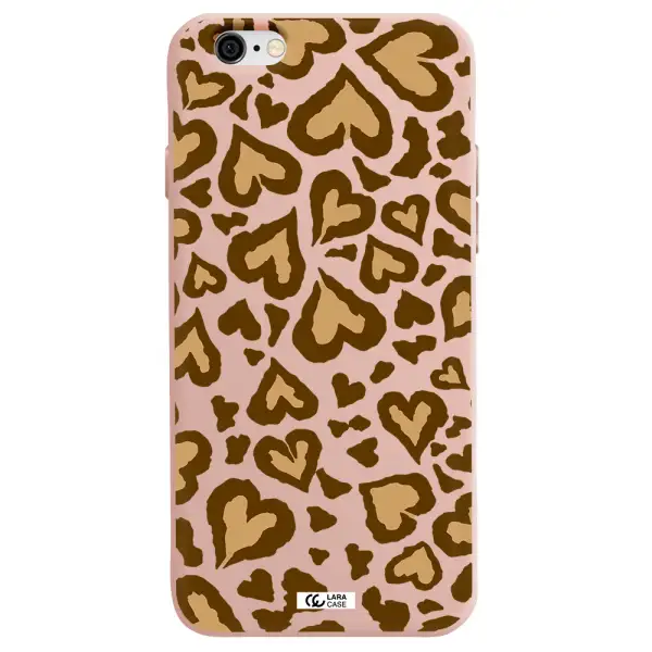 Heart Leopard Apple iPhone 6 Silicone pastel pink Case