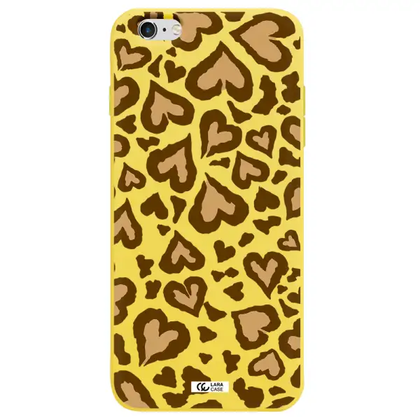 Heart Leopard Apple iPhone 6S Silicone canary yellow Case