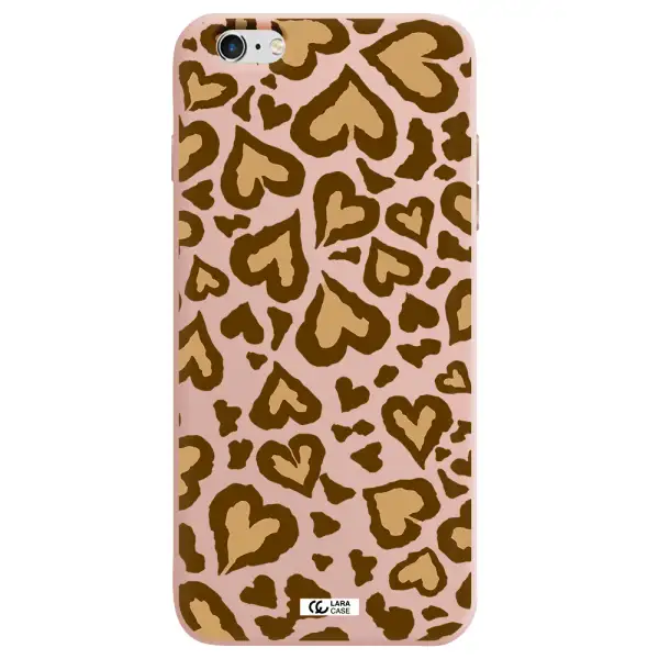 Heart Leopard Apple iPhone 6S Silicone pastel pink Case