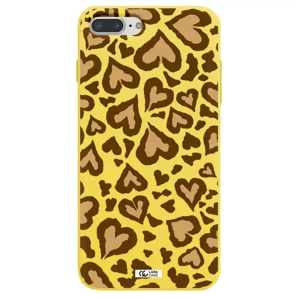 Heart Leopard Apple iPhone 8 plus Silicone canary yellow Case