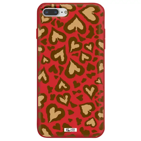 Heart Leopard Apple iPhone 8 plus Silicone Imperial Red Case