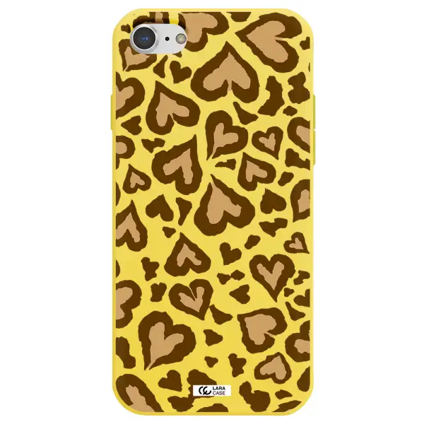 Heart Leopard Apple iPhone 8 Silicone canary yellow Case