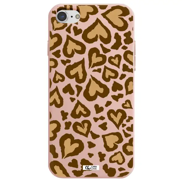 Heart Leopard Apple iPhone 8 Silicone pastel pink Case