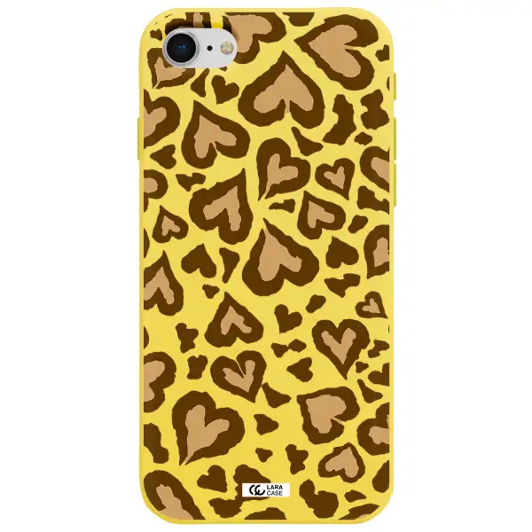 Heart Leopard Apple iPhone se 2020 Silicone canary yellow Case