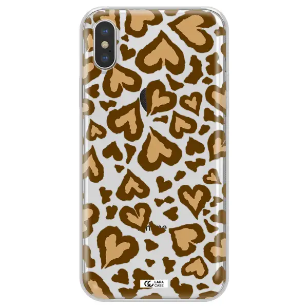 Heart Leopard Apple iPhone XS max Clear TPU Case