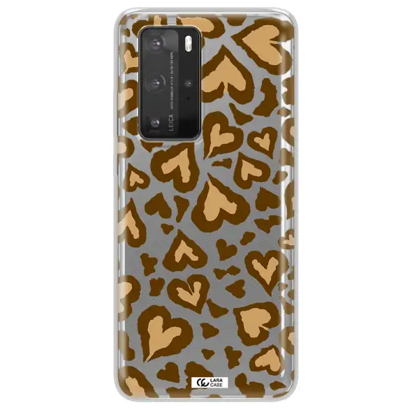 Heart Leopard Huawei P40 Pro Clear TPU Case