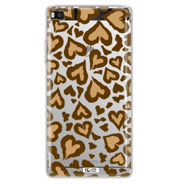 Heart Leopard Huawei P8 Clear TPU Case