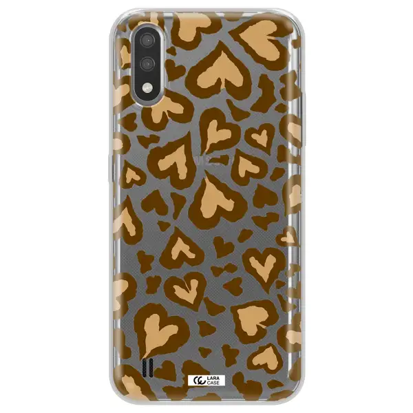Heart Leopard Samsung A01 Clear TPU Case