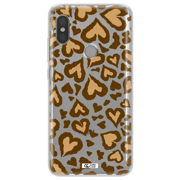 Heart Leopard Xiaomi Redmi Note 6 Pro Clear TPU Case