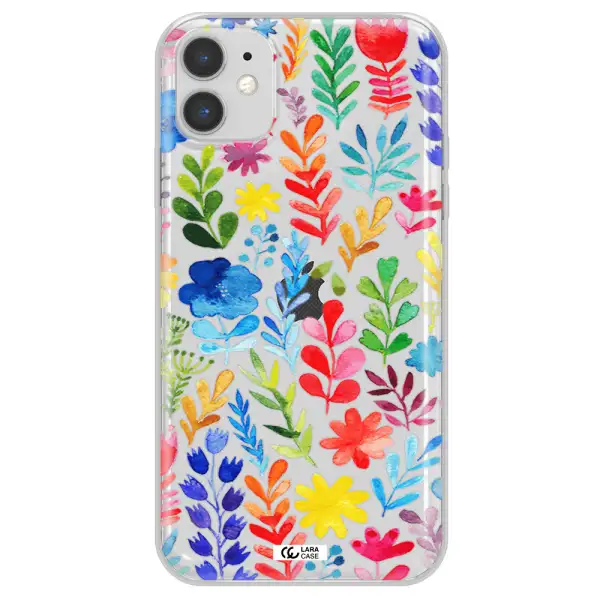 Colorful Watercolor Flowers Apple iPhone 11 Clear TPU Case