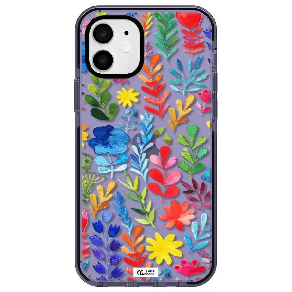 Colorful Watercolor Flowers Apple iPhone 11 impact Lilac Case