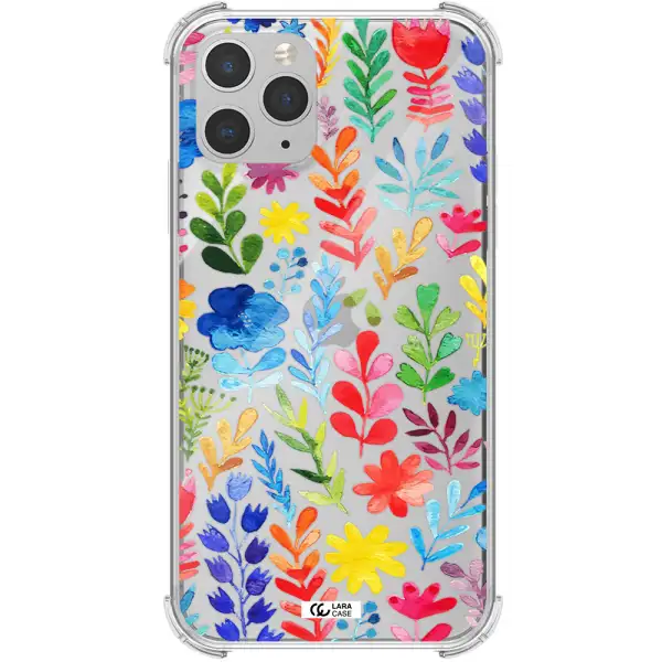 Colorful Watercolor Flowers Apple iPhone 11 pro max Clear PC Case