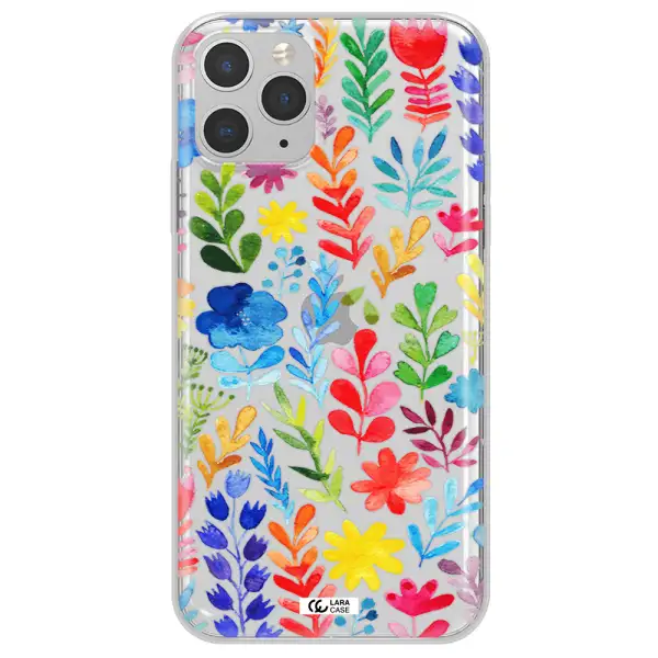 Colorful Watercolor Flowers Apple iPhone 11 pro max Clear TPU Case