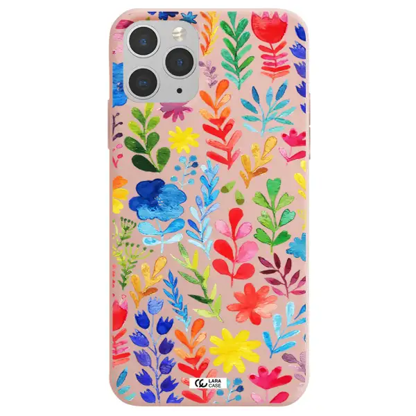 Colorful Watercolor Flowers Apple iPhone 11 pro Silicone pastel pink Case