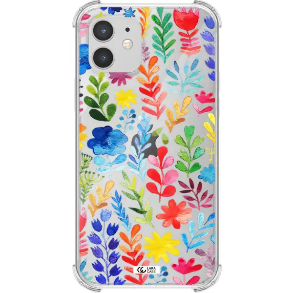 Colorful Watercolor Flowers Apple iPhone 12 Clear PC Case
