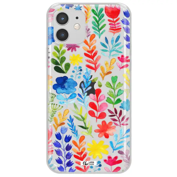 Colorful Watercolor Flowers Apple iPhone 12 mini Clear TPU Case