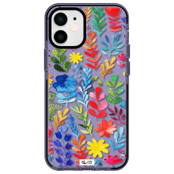 Colorful Watercolor Flowers Apple iPhone 12 mini impact Lilac Case