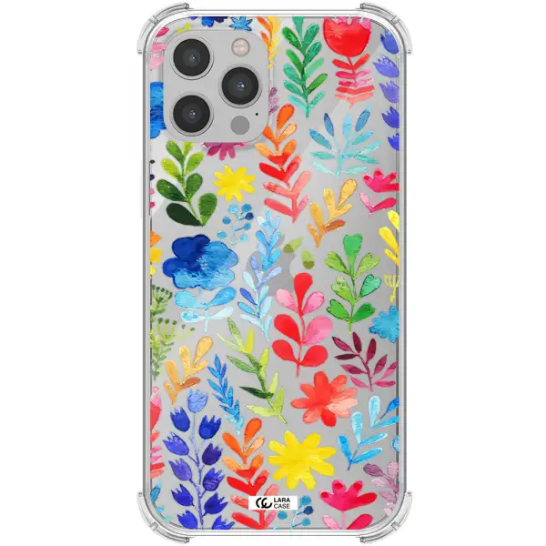 Colorful Watercolor Flowers Apple iPhone 12 pro max Clear PC Case