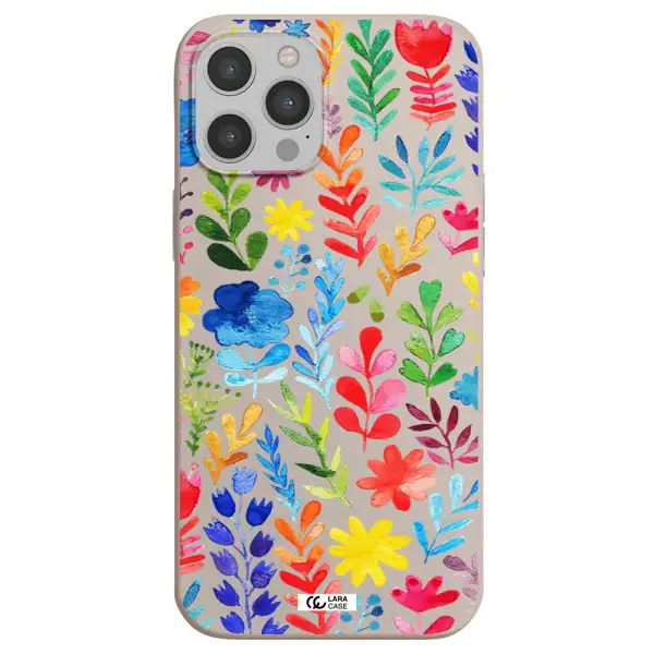 Colorful Watercolor Flowers Apple iPhone 12 pro Silicone Stone Case