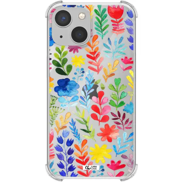 Colorful Watercolor Flowers Apple iPhone 13 mini Clear PC Case