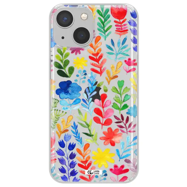 Colorful Watercolor Flowers Apple iPhone 13 mini Clear TPU Case