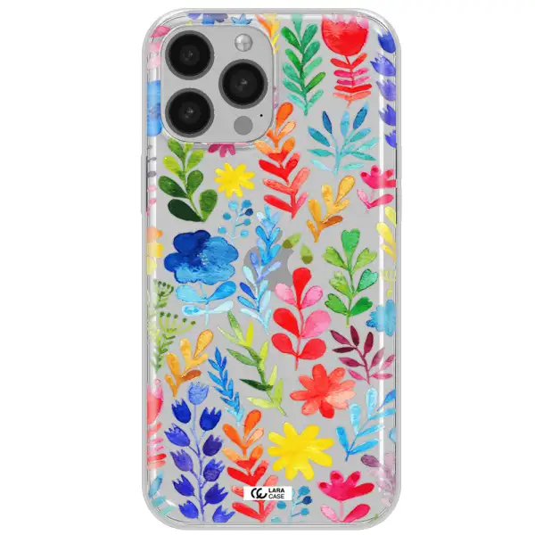 Colorful Watercolor Flowers Apple iPhone 13 Pro Clear TPU Case