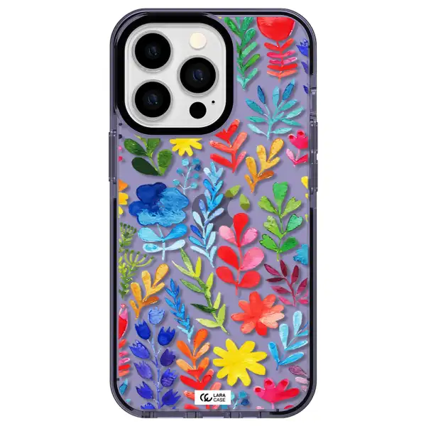 Colorful Watercolor Flowers Apple iPhone 13 Pro impact Lilac Case