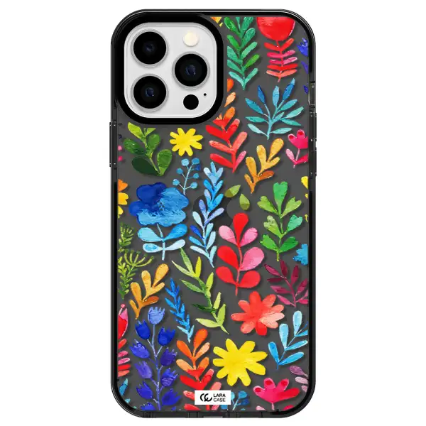 Colorful Watercolor Flowers Apple iPhone 13 Pro Max impact Smoke Black Case