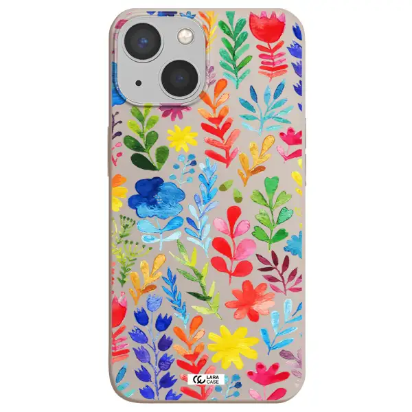 Colorful Watercolor Flowers Apple iPhone 13 Silicone Stone Case