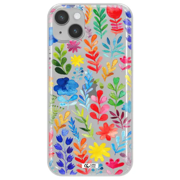 Colorful Watercolor Flowers Apple iPhone 14 plus Clear TPU Case