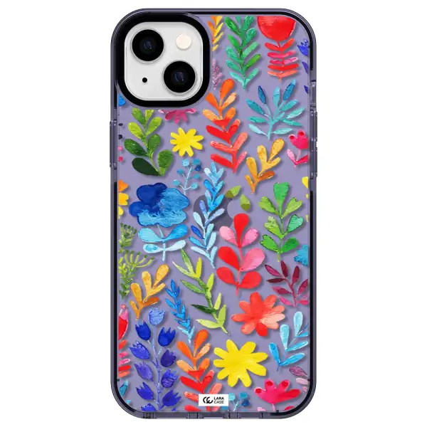 Colorful Watercolor Flowers Apple iPhone 14 plus impact Lilac Case