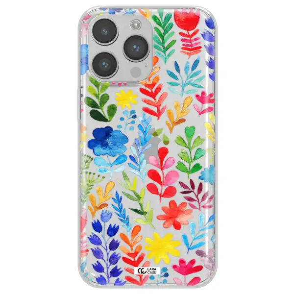 Colorful Watercolor Flowers Apple iPhone 14 pro Clear TPU Case