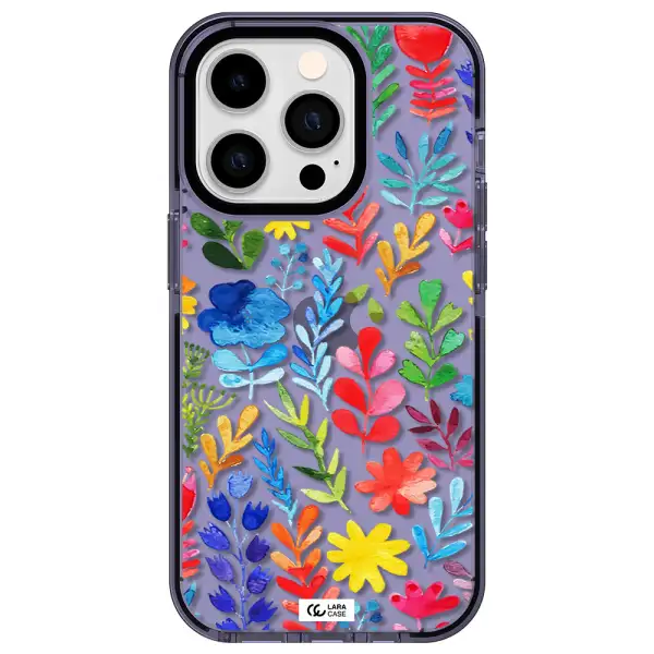 Colorful Watercolor Flowers Apple iPhone 14 pro impact Lilac Case