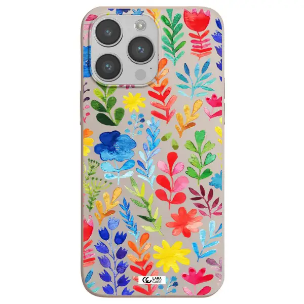Colorful Watercolor Flowers Apple iPhone 14 pro max Silicone Stone Case