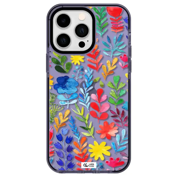 Colorful Watercolor Flowers Apple iPhone 15 Pro impact Lilac Case