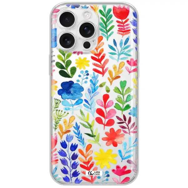 Colorful Watercolor Flowers Apple Iphone 16 Pro Max Clear Tpu Case