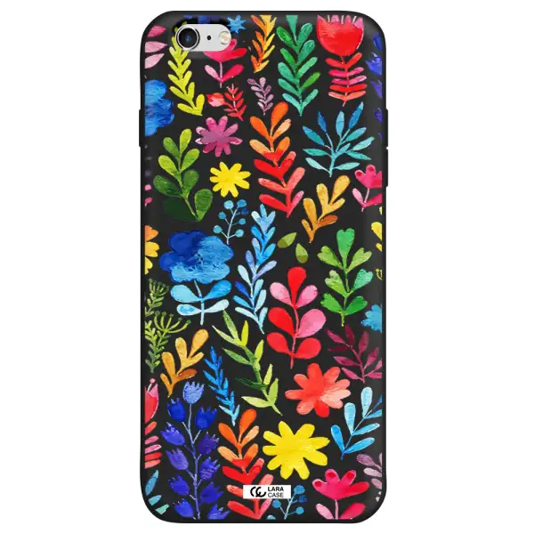 Colorful Watercolor Flowers Apple iPhone 6 plus Silicone black Case