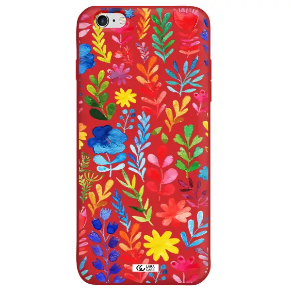Colorful Watercolor Flowers Apple iPhone 6 s plus Silicone Imperial Red Case