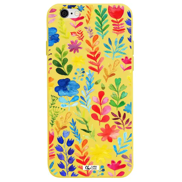 Colorful Watercolor Flowers Apple iPhone 6 Silicone canary yellow Case