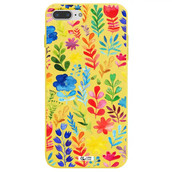 Colorful Watercolor Flowers Apple iPhone 7 plus Silicone canary yellow Case