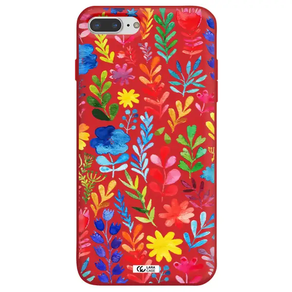 Colorful Watercolor Flowers Apple iPhone 7 plus Silicone Imperial Red Case