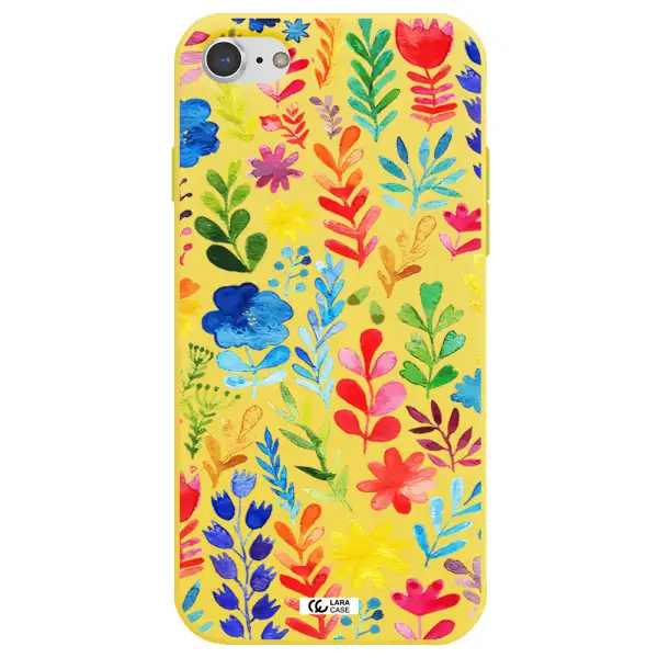 Colorful Watercolor Flowers Apple iPhone 7 Silicone canary yellow Case