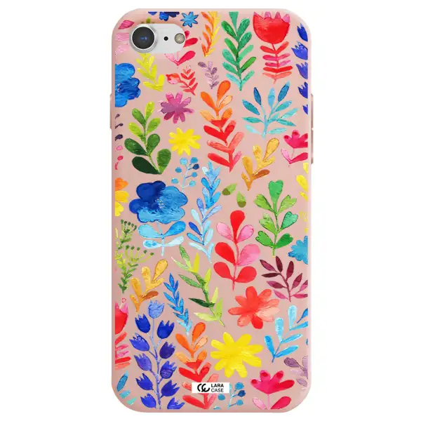 Colorful Watercolor Flowers Apple iPhone 7 Silicone pastel pink Case