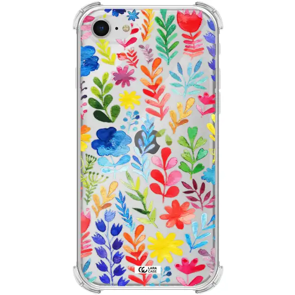 Colorful Watercolor Flowers Apple iPhone se 2020 Clear PC Case