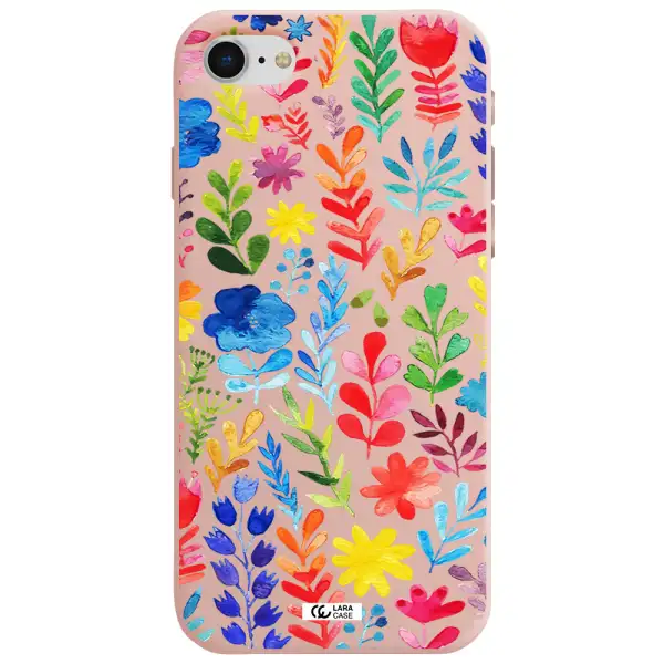 Colorful Watercolor Flowers Apple iPhone se 2020 Silicone pastel pink Case