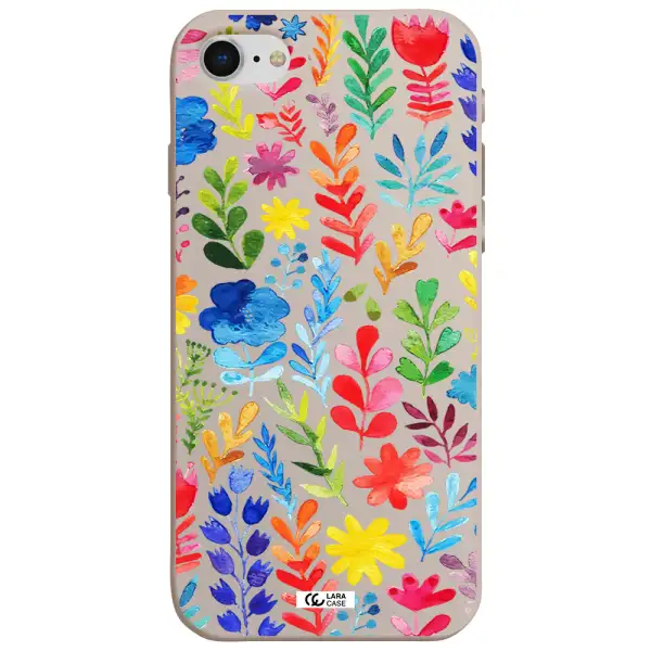 Colorful Watercolor Flowers Apple iPhone se 2020 Silicone Stone Case