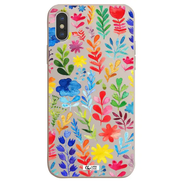 Colorful Watercolor Flowers Apple iPhone X Silicone Stone Case