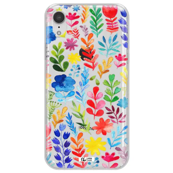 Colorful Watercolor Flowers Apple iPhone XR Clear TPU Case